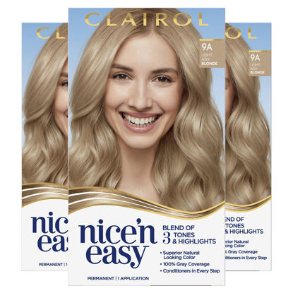 Picture of Clairol Nice'n Easy Permanent Hair Dye, 9A Light Ash Blonde Hair Color, Pack of 3