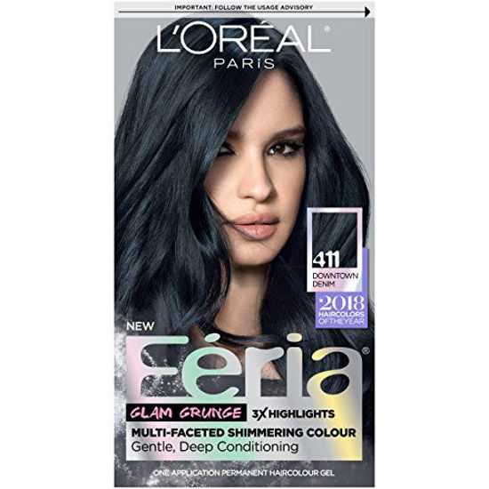 L'Oreal ParisFeria Multi-Faceted Shimmering Permanent Hair Color, 411 Downtown  Denim, Pack of 1 Hair Dye Kit - Buy Online - 51395471