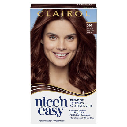 Picture of Clairol Nice'n Easy Permanent Hair Dye, 5M Medium Mahogany Brown Hair Color, Pack of 1