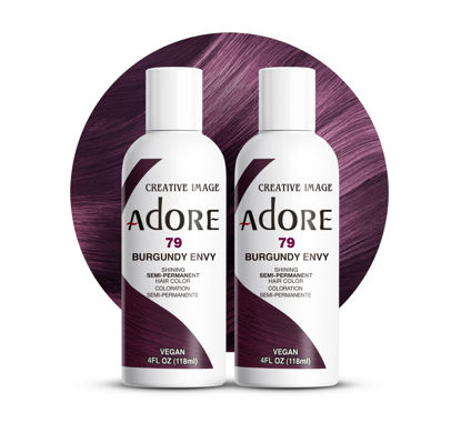 Picture of Adore Semi Permanent Hair Color - Vegan and Cruelty-Free Hair Dye - 4 Fl Oz - 079 Burgundy Envy (Pack of 2)