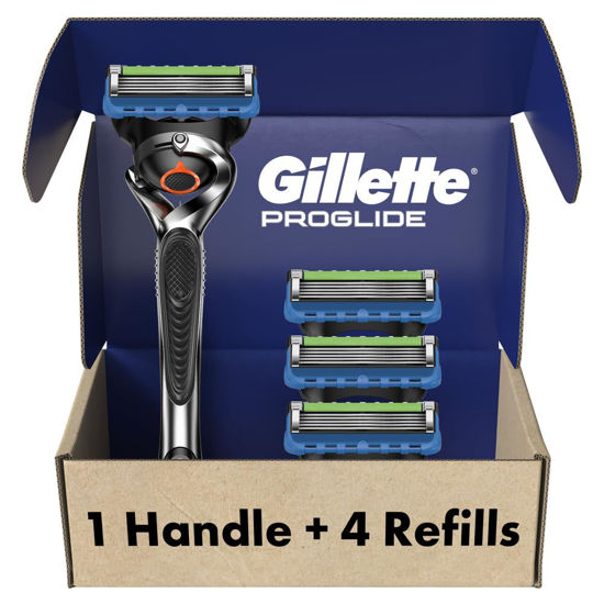 Picture of Gillette Fusion ProGlide Razors, Men 1 Gillette Razor, 4 Razor Blade Refills, Shields Against Skin Irritation