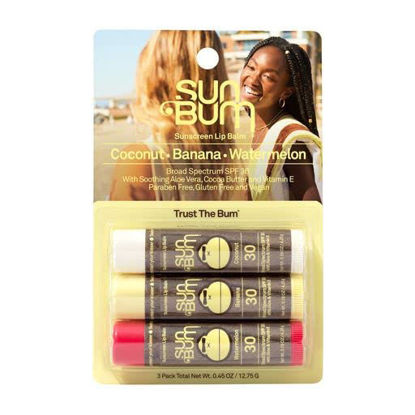 Picture of Sun Bum SPF 30 Sunscreen Lip Balm | Vegan and Cruelty Free Broad Spectrum UVA/UVB Lip Care with Aloe and Vitamin E for Moisturized Lips | Variety Pack |0.15 Ounce (Pack of 3)