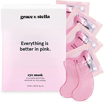 Picture of Award Winning Under Eye Mask (Pink, 24 Pairs) Reduce Dark Circles, Puffy Eyes, Undereye Bags, Wrinkles - Gel Under Eye Patches, Vegan Cruelty-Free Self Care by grace and stella