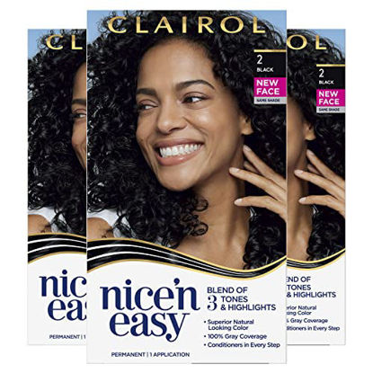 Picture of Clairol Nice'n Easy Permanent Hair Dye, 2 Black Hair Color, Pack of 3