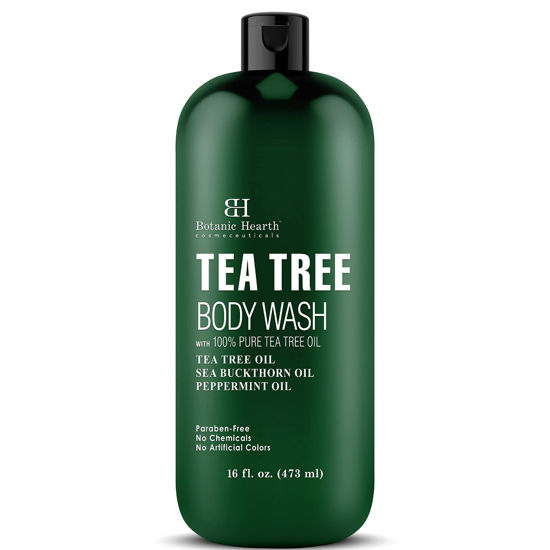 Picture of Botanic Hearth Tea Tree Body Wash, Helps with Nails, Athletes Foot, Ringworms, Jock Itch, Acne, Eczema & Body Odor, Soothes Itching & Promotes Healthy Skin and Feet, Naturally Scented, 16 fl oz