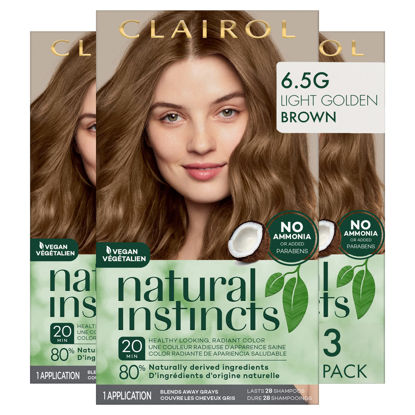 Picture of Clairol Natural Instincts Demi-Permanent Hair Dye, 6.5G Lightest Golden Brown Hair Color, Pack of 3