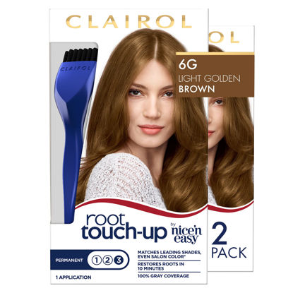 Picture of Clairol Root Touch-Up by Nice'n Easy Permanent Hair Dye, 6G Light Golden Brown Hair Color, Pack of 2