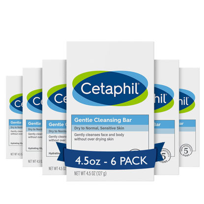 Picture of CETAPHIL Gentle Cleansing Bar, 4.5 oz Bar (Pack of 6), Nourishing Cleansing Bar For Dry, Sensitive Skin, Non-Comedogenic, (Packaging May Vary)