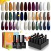 Picture of beetles Gel Polish Gel Nail Kit with Base Top Coat-20 Colors Industrial Wave Collection Winter Brown Burgundy Red Purple Gel Polish Set Soak Off Blue Green Glitter 23 Pcs Gel Nail Kit Women