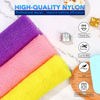 Picture of UJFQBH 3 Pieces African Bath Sponge African Net Long Net Bath Sponge Exfoliating Shower Body Scrubber Back Scrubber Skin Smoother,Great for Daily Use (Pink,Yellow,Purple)