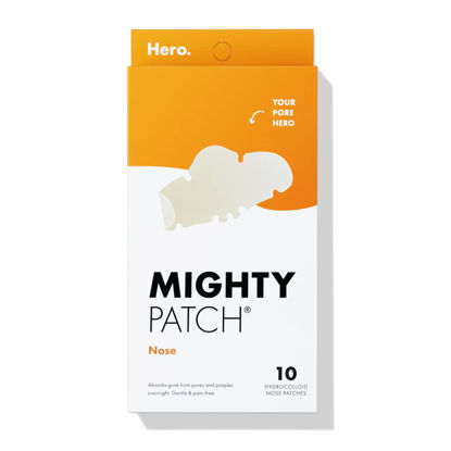 Picture of Mighty Patches for nose pores from Hero Cosmetics - XL Hydrocolloid Pimples, Zits and Oil - Dermatologist-Approved Overnight pore Strips to Absorb Acne nose Gunk (10 Count)