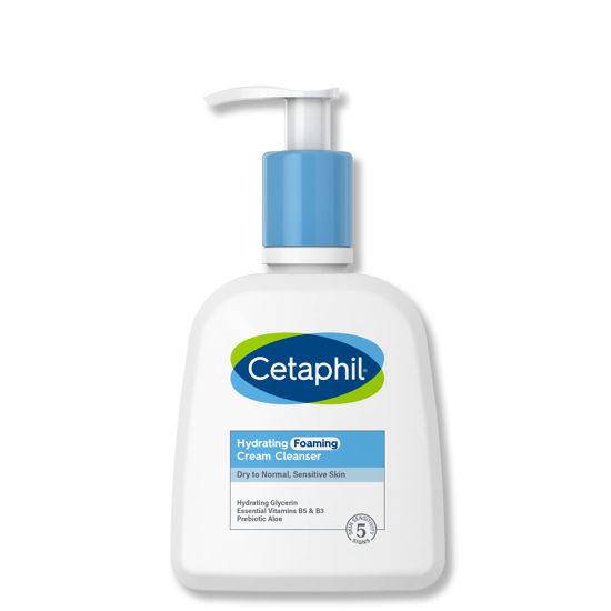 Picture of Cetaphil Cream to Foam Face Wash, Hydrating Foaming Cream Cleanser, 8 oz, For Normal to Dry, Sensitive Skin, with Soothing Prebiotic Aloe, Hypoallergenic, Fragrance Free