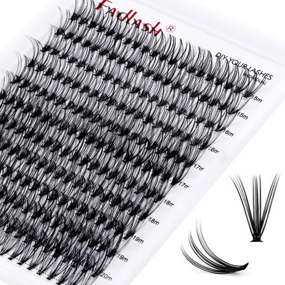 Picture of Lash Clusters 15-20mm Mix Individual Lashes Cluster Black Volume Eyelash Clusters Long Individual Lash Extensions D Curl Cluster Lashes DIY Eyelash Extension (20D-0.07D, 15-20mm)