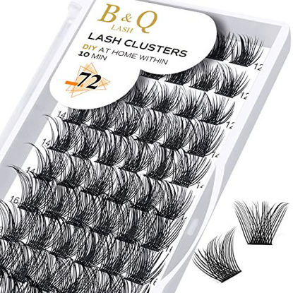 Picture of Lash Clusters D Curl 12-18MIX DIY Eyelash Extensions 72 Lashes B&Q LASH Individual Eyelash Clusters Extensions Wispy Lashes Cluster DIY at Home (B02,D-12-18MIX)