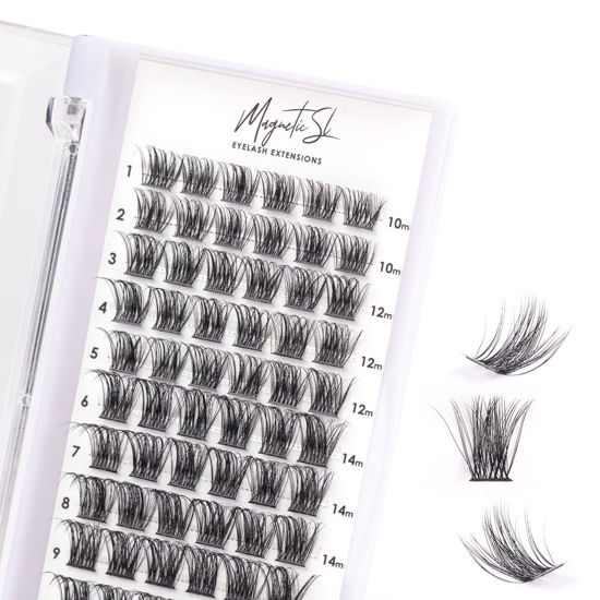 Picture of Cluster Lashes 72 Individual Lashes Clusters Eyelash Extensions False Eyelashes DIY Wispy Fluffy Lash Extension Kit Reusable False Eyelashes Natural Look Mix 10-16mm C D Curl-DM17