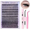 Picture of DIY Lash Extension Kit 280pcs Individual Lashes Cluster D Curl Eyelash Extension Kit 40D 9-16mm Mix Lash Clusters with Lash Bond and Seal and Lash Applicator Tool for Self Application at Home (40D-0.07D-9-16MIX KIT)