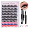 Picture of DIY Lash Extension Kit 280pcs Individual Lashes Cluster D Curl Eyelash Extension Kit 40D 9-16mm Mix Lash Clusters Colored with Lash Bond and Seal and Lash Applicator Tool for Self Application at Home (40D-D-9-16MIX COLOR KIT)