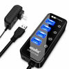 Picture of atolla 4-Port USB 3.0 Hub with 4 USB 3.0 Data Ports and 1 USB Smart Charging Port, USB Splitter with Individual On/Off Switches and 5V/3A Power Adapter