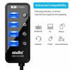 Picture of atolla 4-Port USB 3.0 Hub with 4 USB 3.0 Data Ports and 1 USB Smart Charging Port, USB Splitter with Individual On/Off Switches and 5V/3A Power Adapter