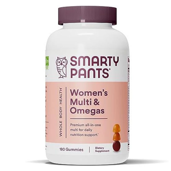 Picture of SmartyPants Women's Formula Gummy Vitamins: Gluten Free, Multivitamin, CoQ10, Folate (Methylfolate), Vitamin K2, Vitamin D3, Biotin, B12, Omega 3 DHA/EPA Fish Oil, 180 count (30 Day Supply)