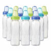 Picture of Evenflo Feeding Classic Clear Plastic Standard Neck Bottles for Baby, Infant and Newborn - Teal/Green/Blue, 8 Ounce (Pack of 12)