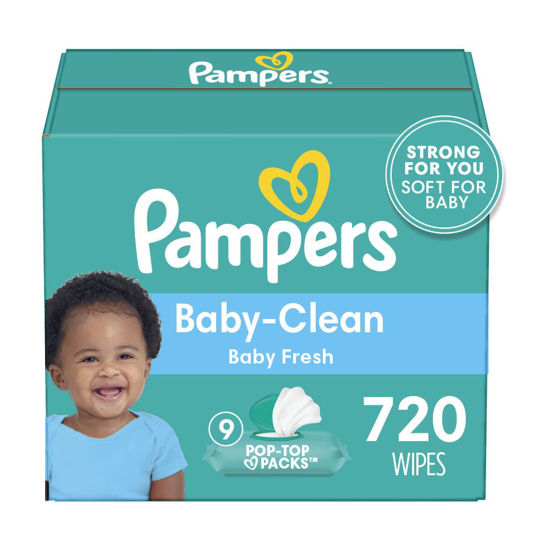 Picture of Pampers Baby Wipes, Complete Clean Baby Fresh Scented 9X Pop-Top Packs 720 Count