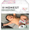 Picture of The Honest Company Clean Conscious Diapers | Plant-Based, Sustainable | Young At Heart + Rose Blossom | Club Box, Size 2 (12-18 lbs), 76 Count