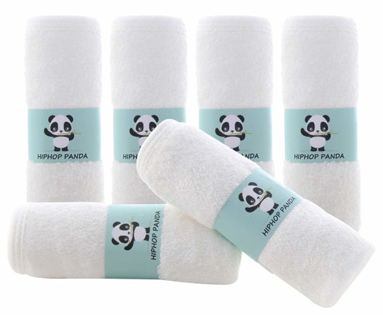 Picture of HIPHOP PANDA Bamboo Baby Washcloths - 2 Layer Soft Absorbent Newborn Bath Face Towel - Natural Baby Wipes for Delicate Skin - Baby Registry as Shower(6 Pack)