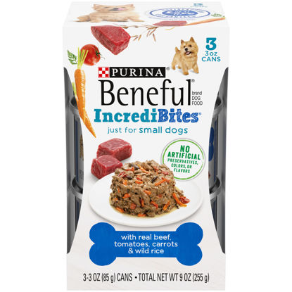 Picture of Purina Beneful Small Breed Wet Dog Food With Gravy, IncrediBites with Real Beef - (8 Packs of 3) 3 oz. Cans