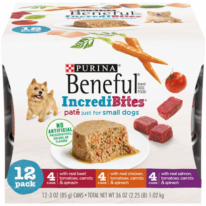 Picture of Purina Beneful Small Breed Wet Dog Food Variety Pack, IncrediBites Pate - (2 Packs of 12) 3 oz. Cans