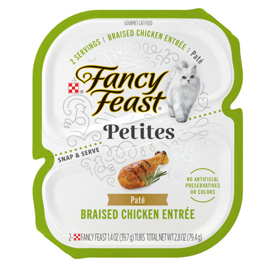 Picture of Boiron Purina Fancy Feast Petites Gourmet Wet Cat Food Pate, Petites Braised Chicken Entree - (12) 2.8 oz. Tubs