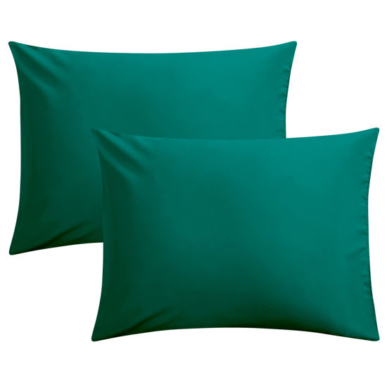 Picture of FLXXIE 2 Pack Microfiber Standard Pillow Cases, 1800 Super Soft Pillowcases with Envelope Closure, Wrinkle, Fade and Stain Resistant Pillow Covers for Kids, 20x26, Dark Green