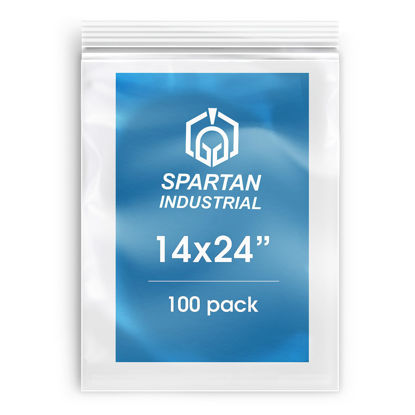 Picture of Spartan Industrial - 14” X 24” (100 Count) 2 Mil Clear Reclosable Zip Plastic Poly Bags with Resealable Lock Seal Zipper