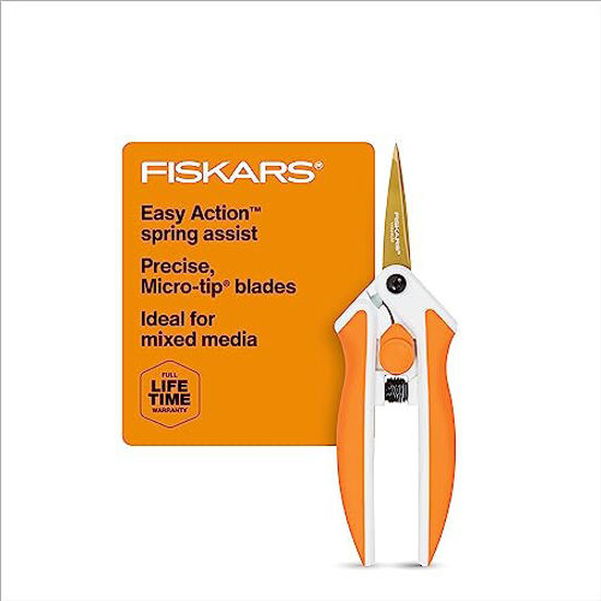 Picture of Fiskars Premier No. 5 Easy Action™ Micro-Tip®  Titanium Scissors  - Stainless Steel Fabric and Mixed Media Scissors -  Arts and Crafts - Orange