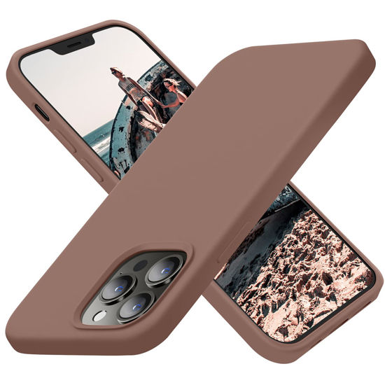 Picture of Cordking Designed for iPhone 13 Pro Case, Silicone Ultra Slim Shockproof Protective Phone Case with [Soft Anti-Scratch Microfiber Lining], 6.1 inch, Light Brown