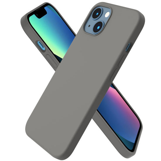 Picture of ORNARTO Compatible with iPhone 13 Case 6.1, Slim Liquid Silicone 3 Layers Full Covered Soft Gel Rubber Case Cover 6.1 inch-Cold Gray