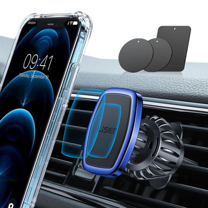 Picture of LISEN Magnetic Phone Holder for Car, [Easily Install] Car Phone Holder Mount [6 Strong Magnets] Cell Phone Holder for Car [Case Friendly] iPhone Car Holder Blue