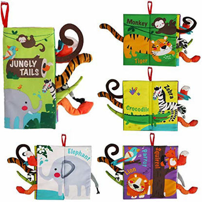 Picture of beiens Baby Books Toys, Touch and Feel Crinkle Cloth Books for Babies, Infants & Toddler, Early Development Interactive Car & Stroller Soft Toys Gifts for Boys & Girls (Jungle Tails-1 Book)