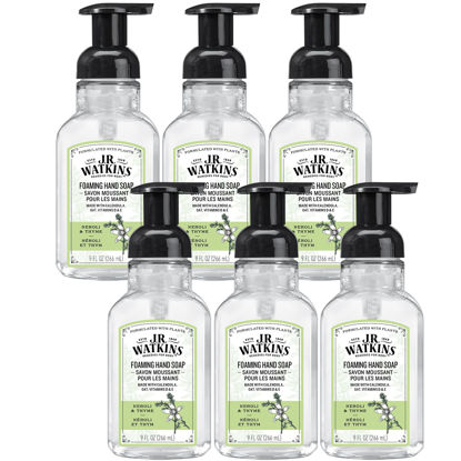 Picture of J.R. Watkins Foaming Hand Soap Pump with Dispenser, Moisturizing All Natural Hand Soap Foam, Alcohol-Free, Cruelty-Free, USA Made, Use as Kitchen or Bathroom Soap, Neroli & Thyme, 9 fl oz, 6 Pack