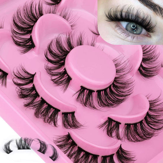 Picture of Natural Cluster Lashes 3D False Eyelashes Wispy Individual Lashes Natural Look Faux Mink Lashes that Look Like Extensions by Focipeysa