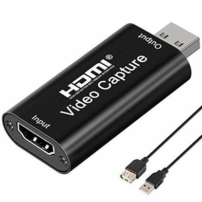 Picture of Audio Video Capture Cards HDMI Video Capture HDMI to USB, Full HD 1080p USB 2.0 Record via DSLR Camcorder Action Cam for Video Gaming, Streaming, Live Broadcasting and Facebook Portal TV Recorder
