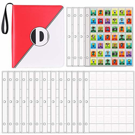 Picture of D DACCKIT 630 Pockets Binder Holder Compatible with Animal Crossing Mini Amiibo Cards, Holds 630 ACNH NFC Tag Game Cards (Red)