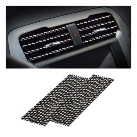 Picture of 20PCS Car Air Conditioner Decoration Strip, Auto Air Vent Outlet Chrome DIY Trim Strips, Waterproof Moulding Bendable Protection Strip Line, Car Decor Accessories for Most Cars (Carbon Fiber Laser)