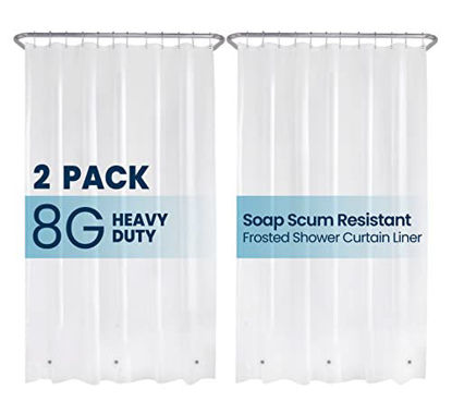 Picture of LiBa Shower Curtain Liners, PEVA 2 Pack Frosted Bathroom 72" W x 72" H, 8G Heavy Duty