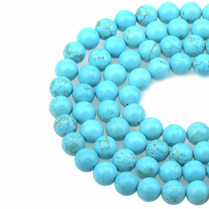 Picture of LPBeads 100PCS 8mm Blue Turquoise Gemstone Round Loose Beads for Jewelry Making with Crystal Stretch Cord