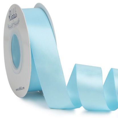 Picture of Ribbli Light Blue Double Faced Satin Ribbon,1” x Continuous 25 Yards,Use for Bows Bouquet,Gift Wrapping,Baby Shower,Floral Arrangement