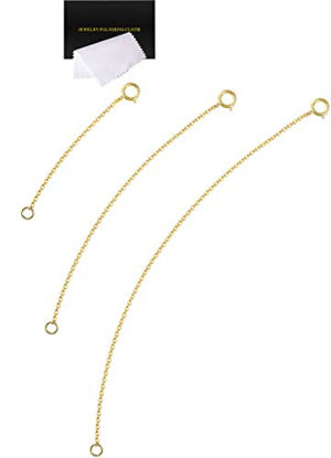 Picture of 925 Sterling Silver Necklace Extender Gold Necklace Extender Gold Chain Extenders for Necklaces 2", 4", 6" Inches