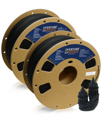 Picture of OVERTURE PLA Plus (PLA+) Filament 1.75mm Toughness Enhanced PLA Roll, Premium PLA 2kg Spool (4.4lbs), Dimensional Accuracy +/- 0.05 mm (Black, 2-Pack)