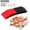 Picture of TKDMR 10pcs 2/0 AWG-1/2" Battery Lugs,with 10pcs 3:1 Heat Shrink Tubing,Battery Cable Ends,Heavy Duty Copper Wire Lugs,Tubular Ring Terminals,AWG Crimp Wire Ring Lugs,Battery Terminal Connectors