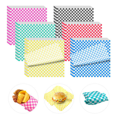 Picture of 480 Sheets Variety Pack Checkered Dry Waxed Deli Paper Sheets 12x12 inch Paper Sandwich Paper Liners, Food Basket Liners Wax Paper Deli Wrap Wax Paper Sheets for Wrapping Bread and Sandwiches